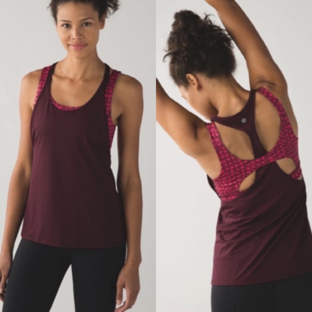 Lululemon All Sport Support Tank Bordeaux Drama/Mountain Peaks Bon Bon Bordeaux